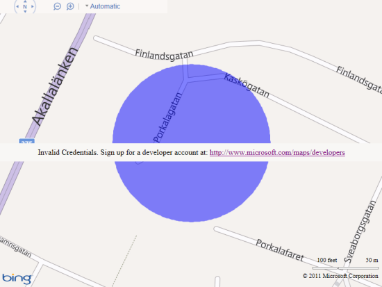 Geolocation Demo Mapping a Location without a Valid Key