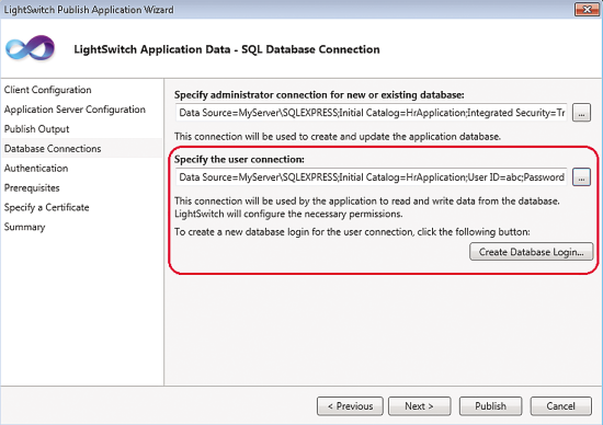 Specifying the Database Connection Credentials for the Running Application During Deployment