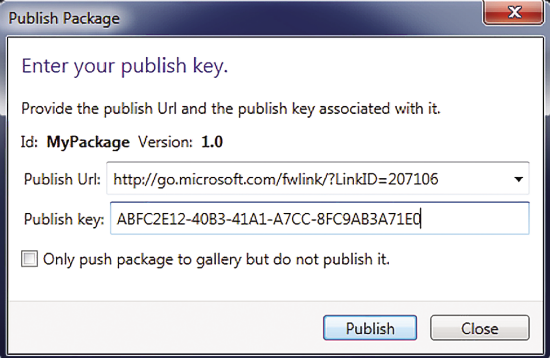 Publishing with the NuGet Package Explorer