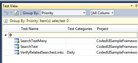 Setting parameters in Test View