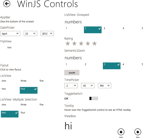 The WinJS Controls in Action