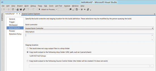 Selecting a Hosted Build Controller