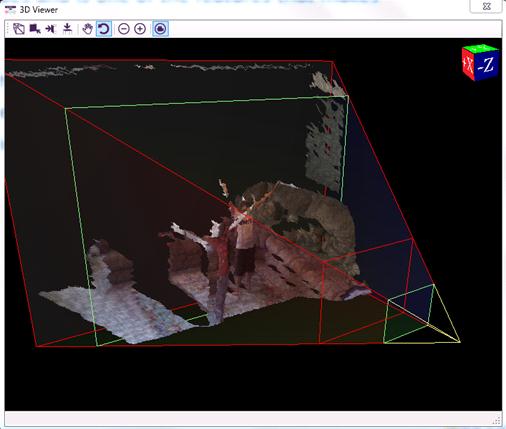 Viewer showing 3D model of depth and color data