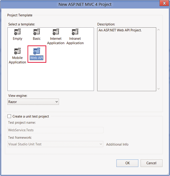 Project Template Dialog Box