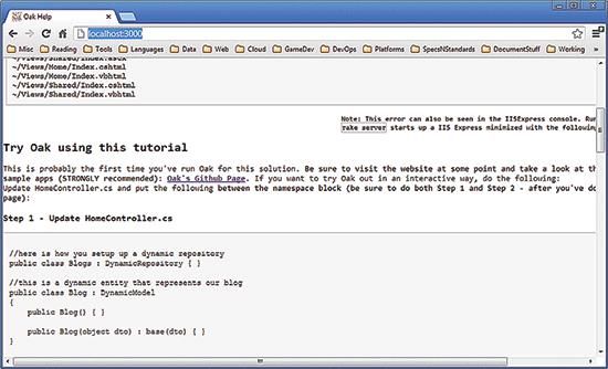 Oak Project Help Window