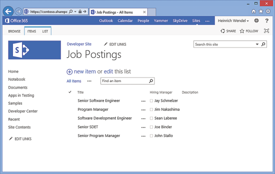 A Job Posting List in SharePoint