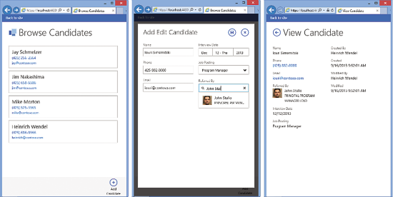 All Three Screens of the Running Cloud Business App on a Mobile Device