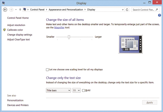 Windows 8.1 PC Setting Affecting Dynamic and Per-Monitor Scaling for the Desktop
