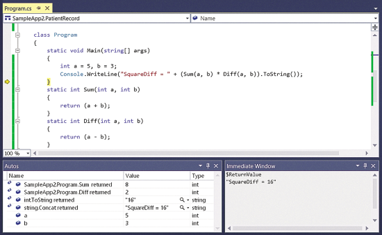 Visual Studio 2013 Autos and Intermediate Windows