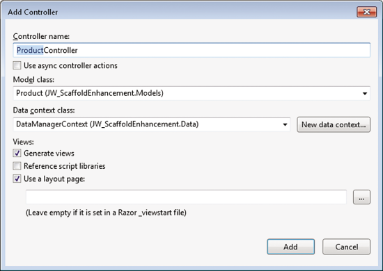 The Add Controller Dialog