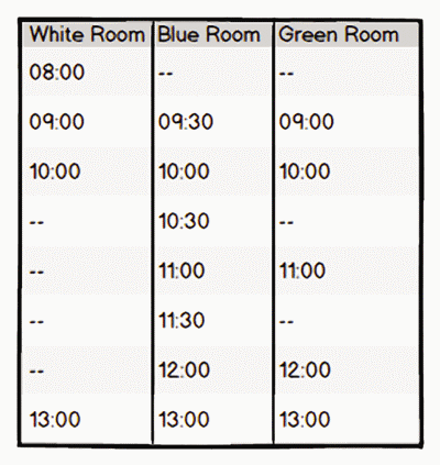 A Mockup for the Rooms Timesheet