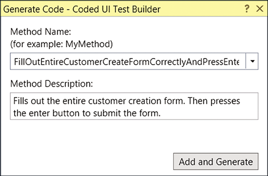 Dialogs That Create Coded UI tests