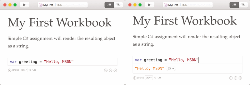 MyFirst.workbook Before and After Execution