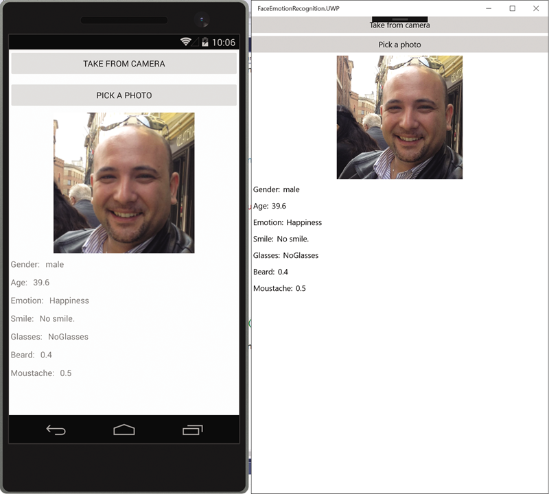 Face and Emotion Recognition on a Cross-Platform App with Xamarin.Forms