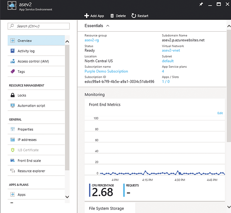 App Service Environment Version 2 Portal Page