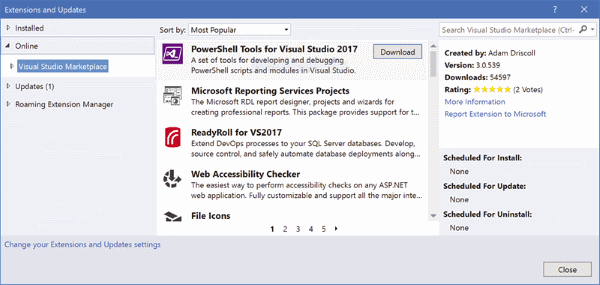 Find and install extensions - Visual Studio (Windows)