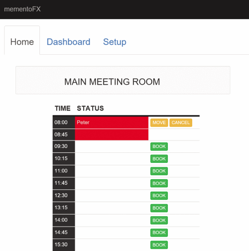 The UI of the Sample Booking System
