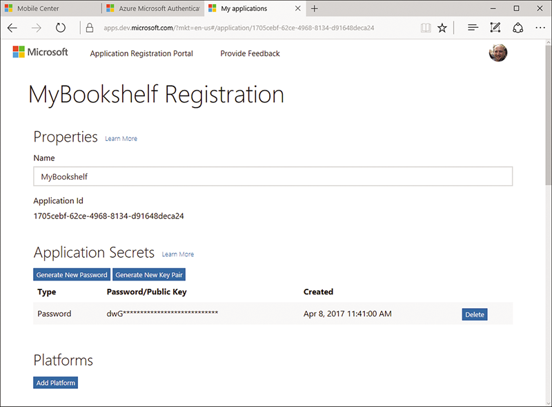 Registering an Application in the Microsoft Developer Portal