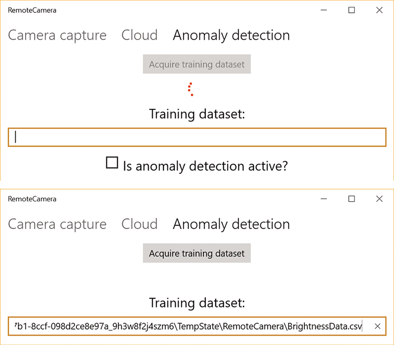 Anomaly Detection Tab of the RemoteCamera App