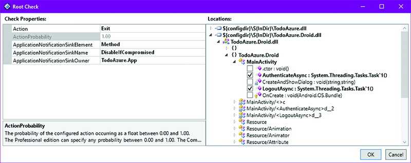 Configuration of the Root Check—Additional Locations Hidden by the Collapsed TodoAzure.dll Node