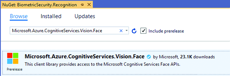NuGet Package for the Face API