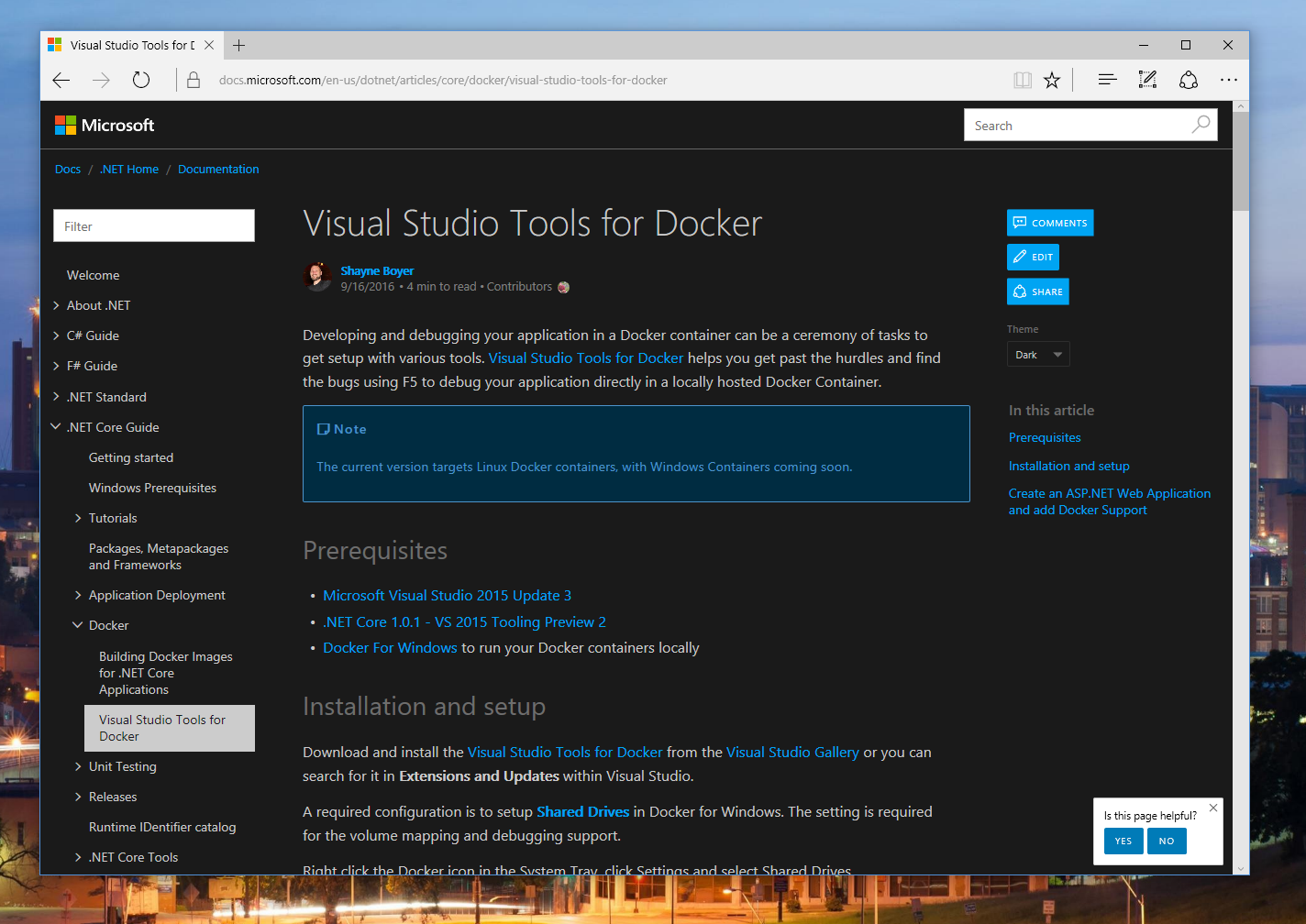 What a hypothetical layout could be for .NET Developers using Docker that may have content that ships from the Azure, ASP.NET, .NET Core, and the Visual Studio Azure SDK teams - all in a single view.