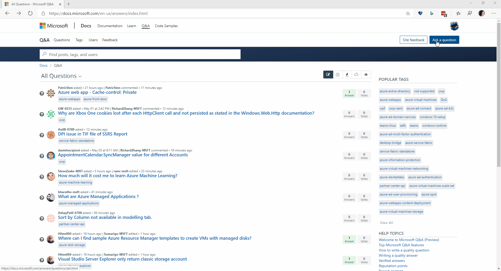 Instant answers with MSDN Forums matching