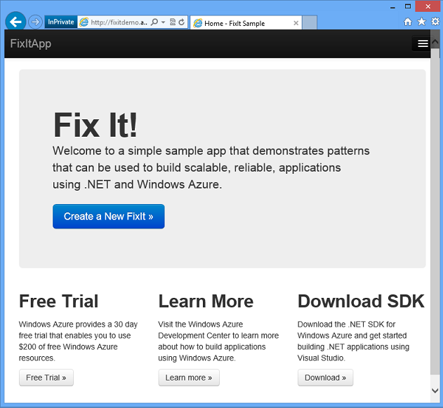 Fix It app home page