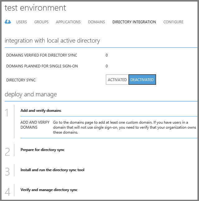 Directory Integration tab