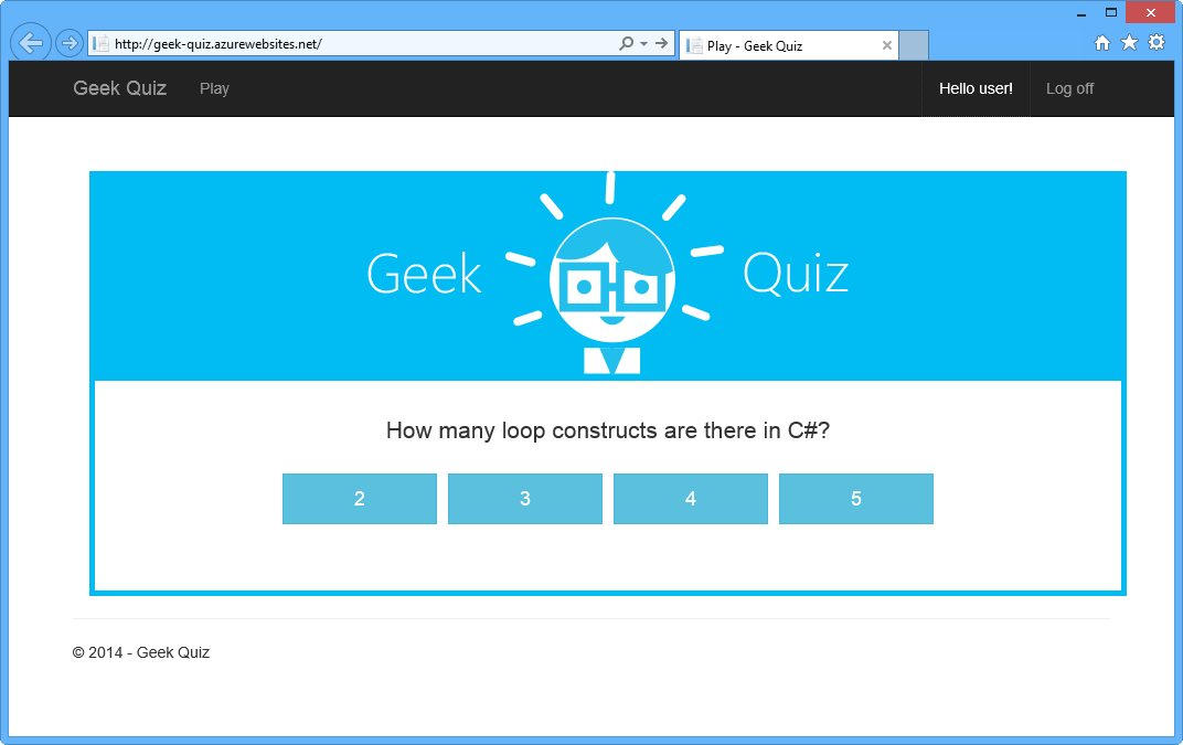 Showing the Geek Quiz web app with the image