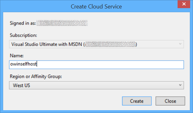 Create cloud service, image example