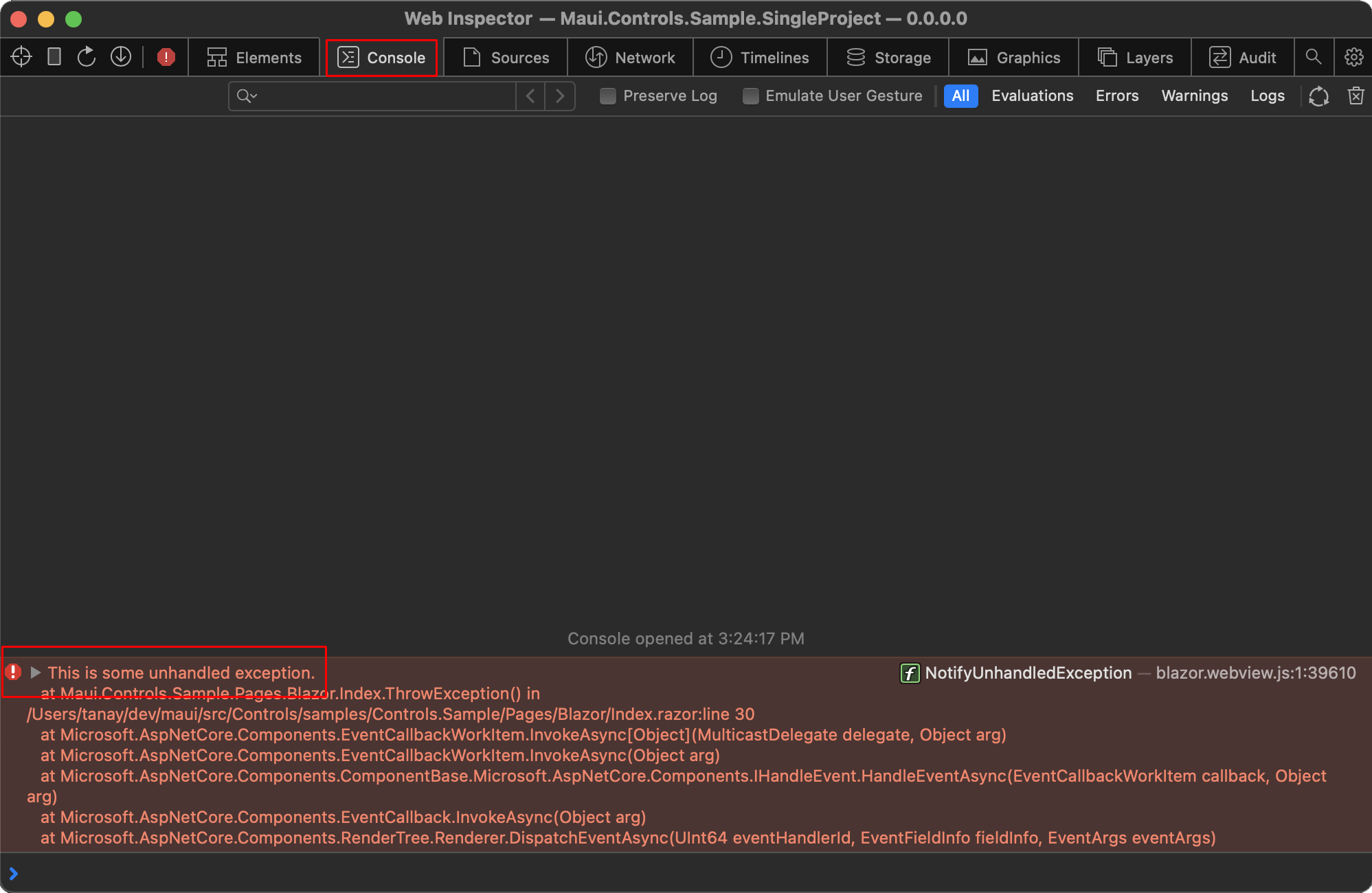 Safari Web Inspector for a Blazor Hybrid app