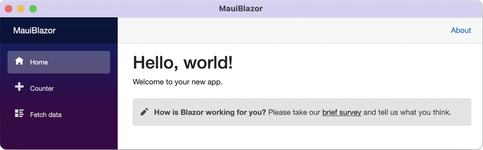 The .NET MAUI Blazor app running in Apple Safari.