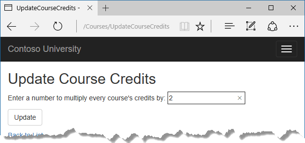 Update Course Credits page