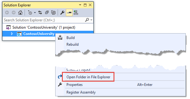 Open in File Explorer menu item