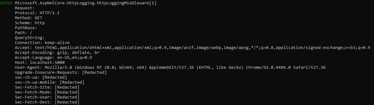 how to log http request in c#