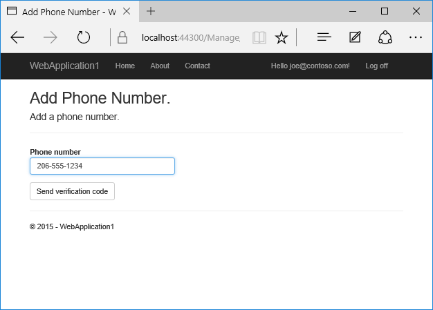 Add Phone Number page