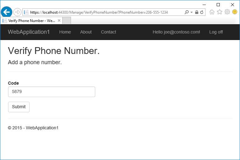 Verify Phone Number page