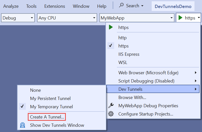 Quick Tipp: Dev Tunnels with Visual Studio