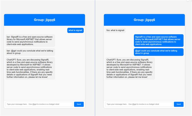 user interface for the AI-powered group chat
