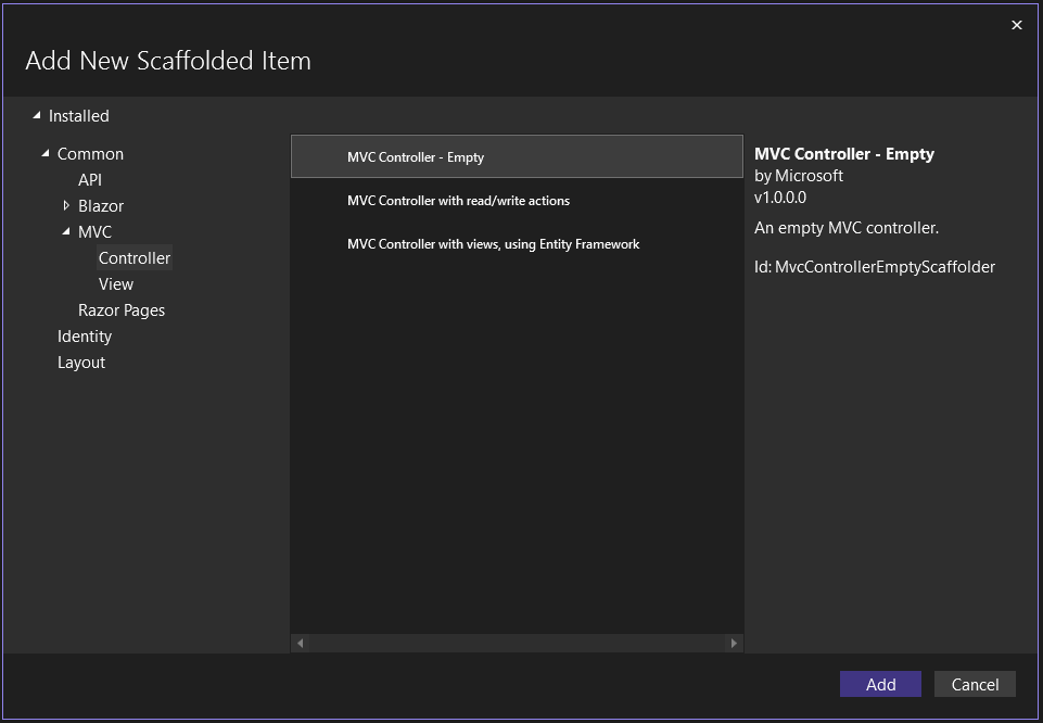 Add MVC controller.