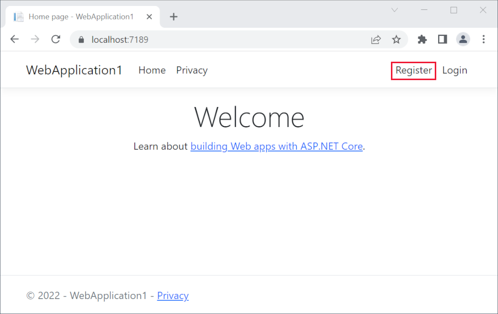 Web application open in Microsoft Edge on localhost