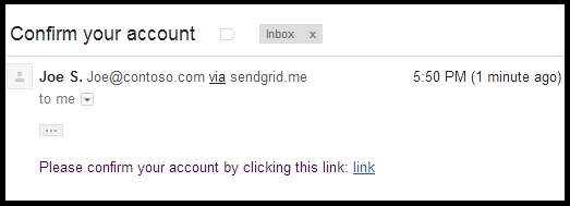 Image of email received