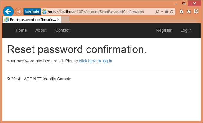 Image showing password reset confirmation