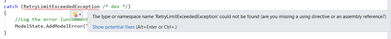  Retry exception message