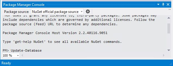 Screenshot of the Update Database command.