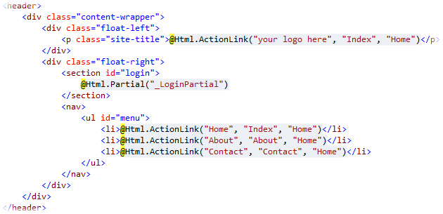 New template, using Razor and HTML5 markup About.cshtml.