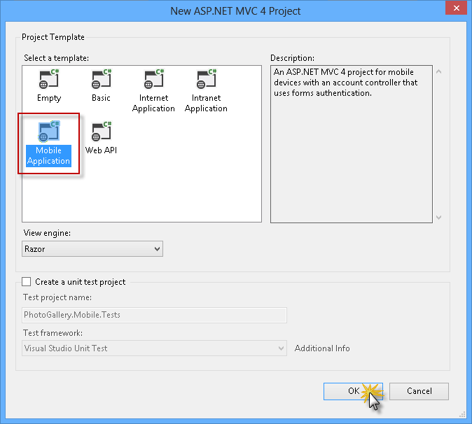 Creating a new ASP.NET MVC 4 Mobile Application