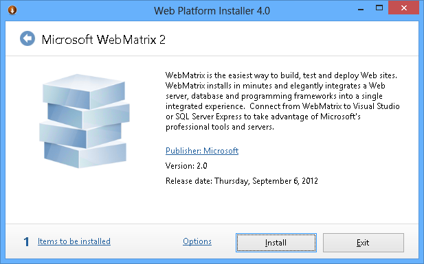 Install WebMatrix 2