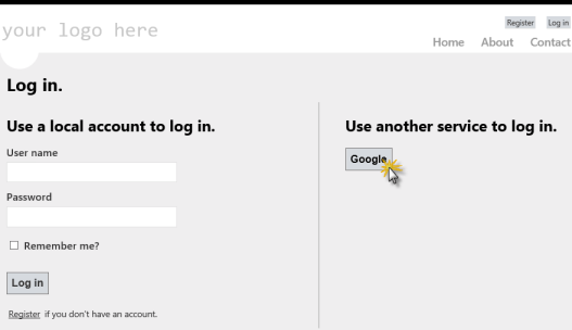 Selecting the log in service